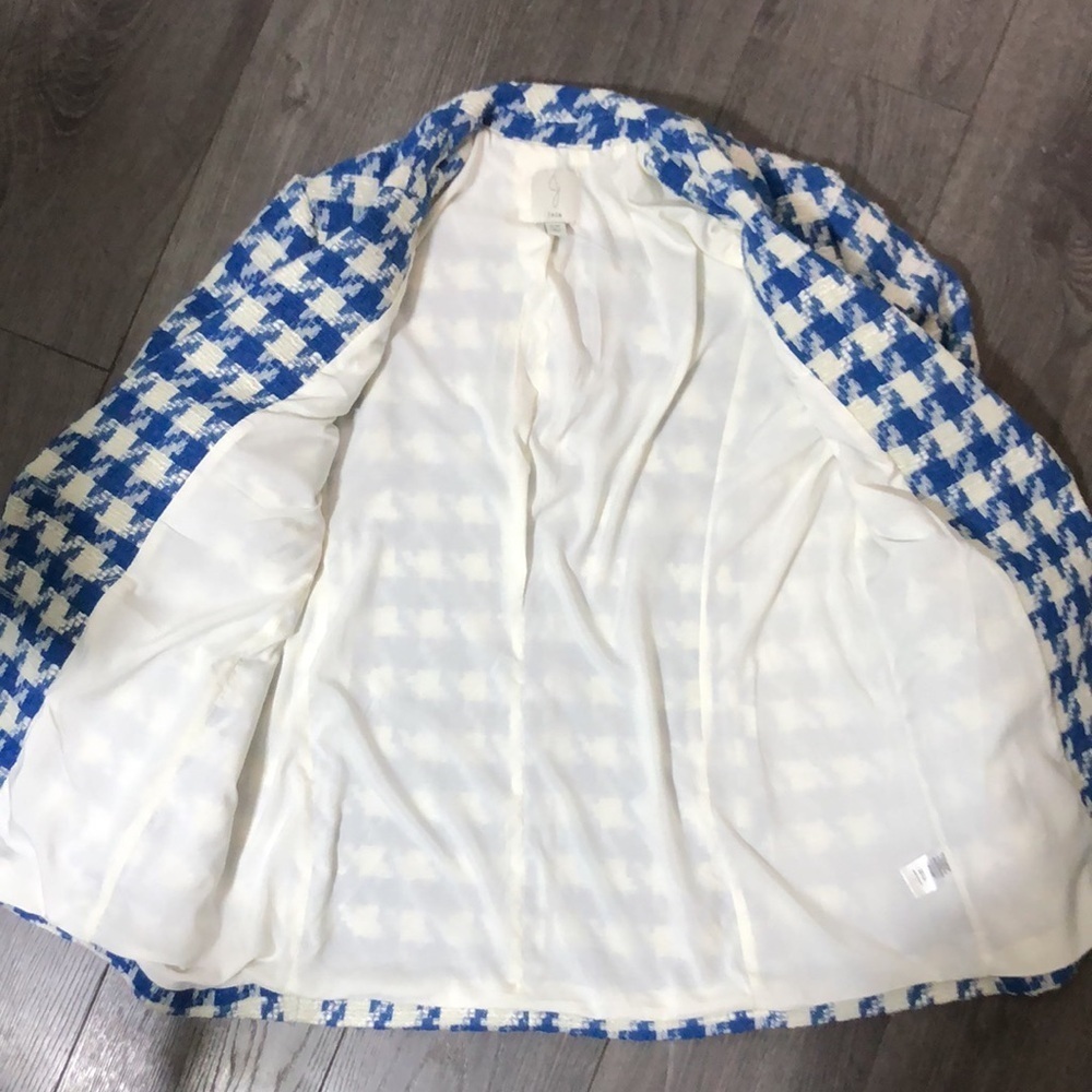 Joie houndstooth blue white oversized blazer - Picture 7 of 17